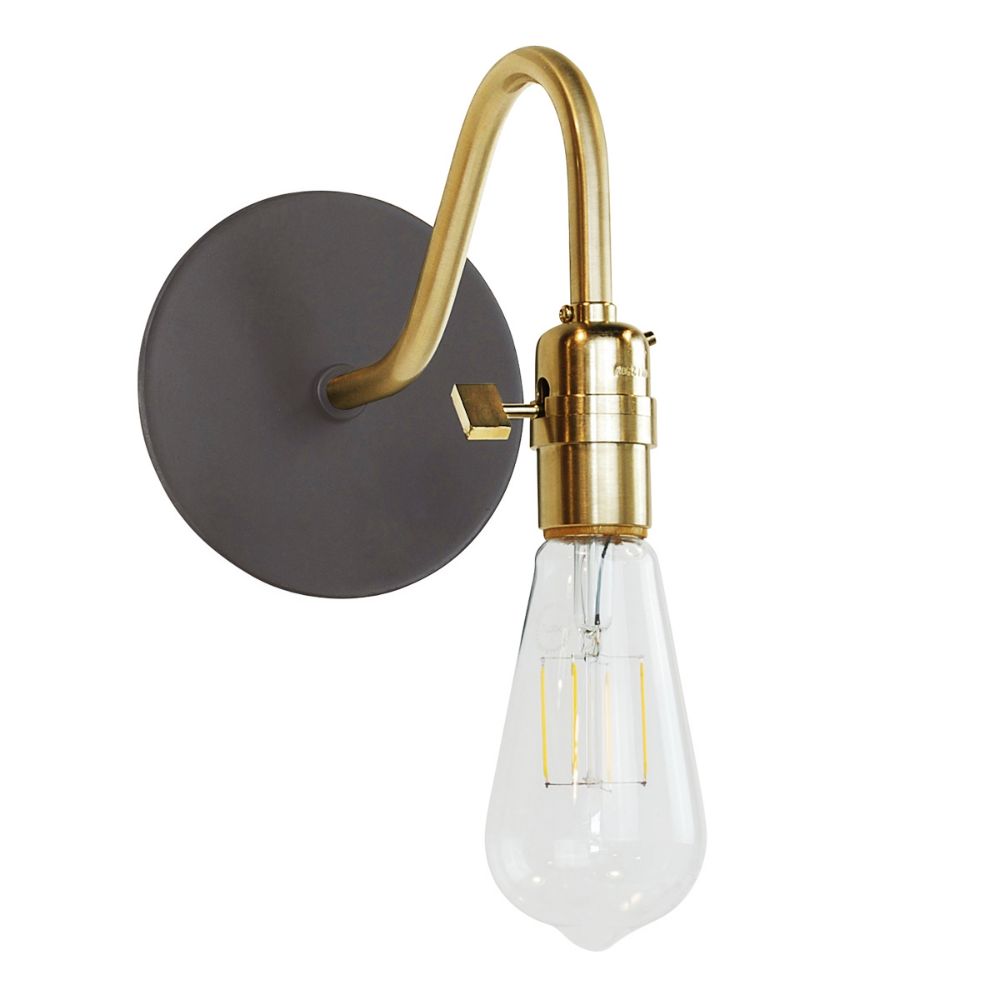 Montclair Lightworks SCL400-51-91 Uno 2" wall sconce, Architectural Bronze with Brushed Brass hardware